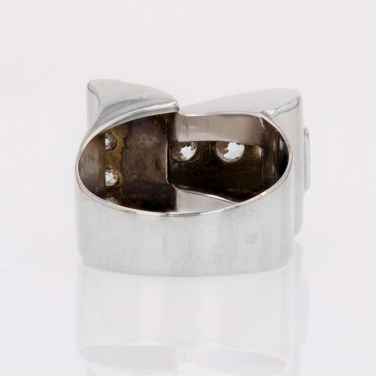 Anello asimmetrico retrò con diamanti