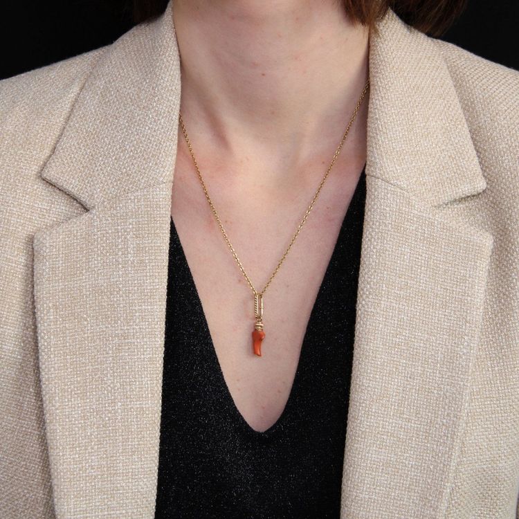 Pendentif Corail Or Jaune
