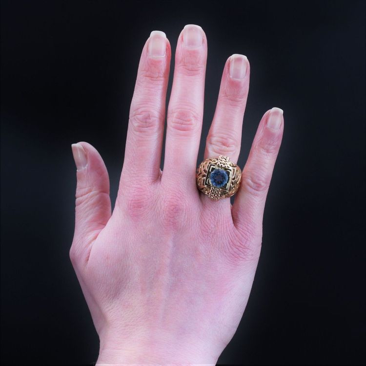 Bague Dôme Or Ajourée Et Son Aigue-marine