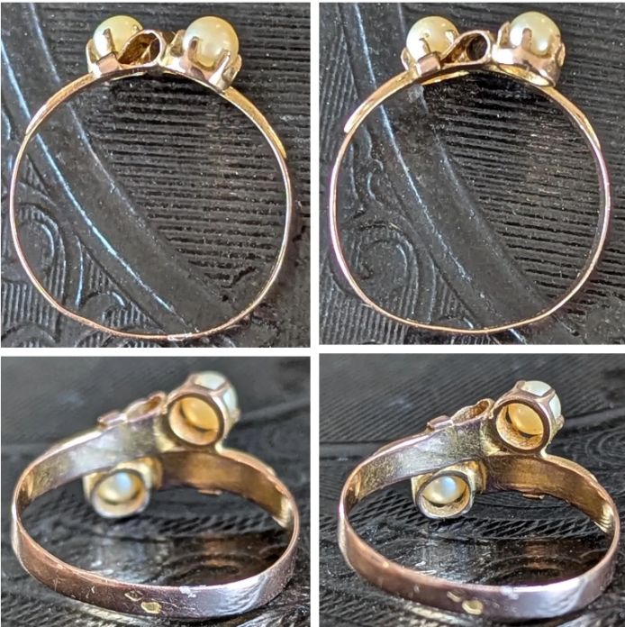 Antique French Napoleon III Ring 18k Gold and Fine Pearls Toi & Moi Ring