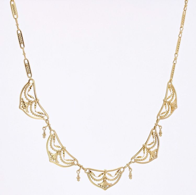 Collier Ancien Draperie En Or