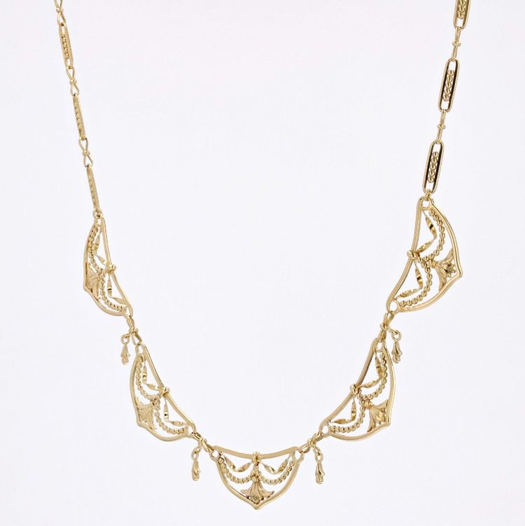 Collier Ancien Draperie En Or