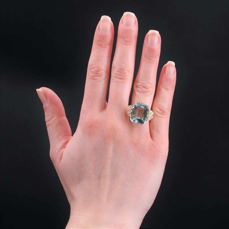 Aquamarine And Diamond Cocktail Ring