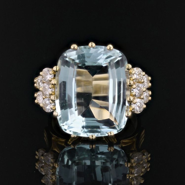 Aquamarine And Diamond Cocktail Ring