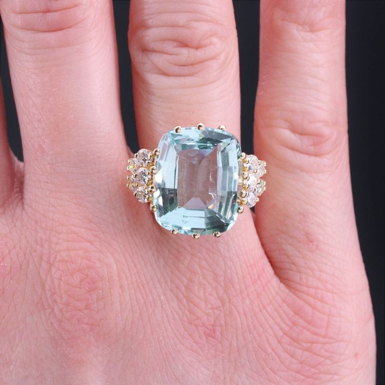 Aquamarine And Diamond Cocktail Ring