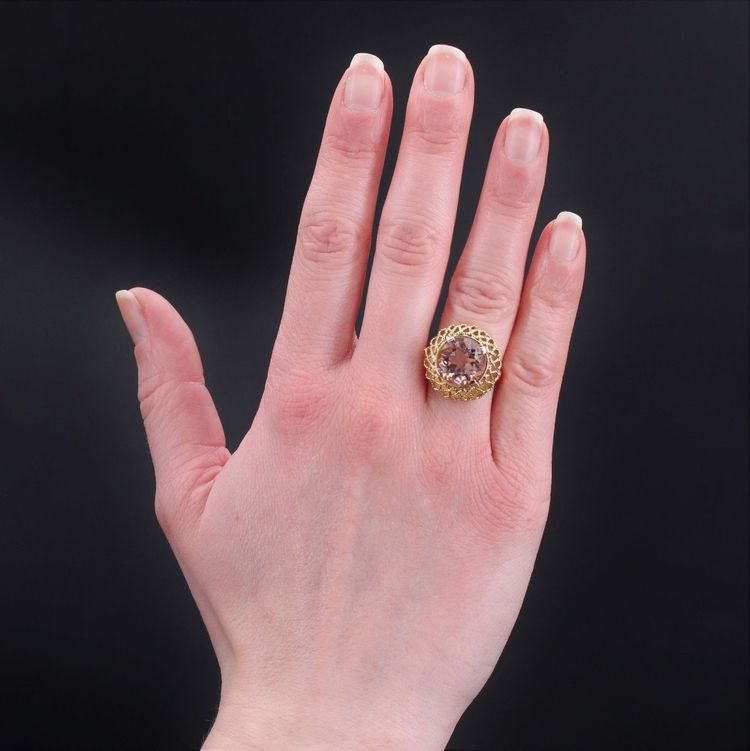 Bague Vintage Morganite Et Or