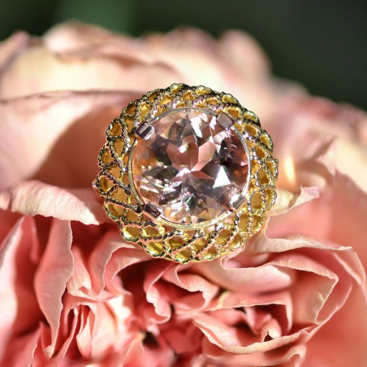 Bague Vintage Morganite Et Or