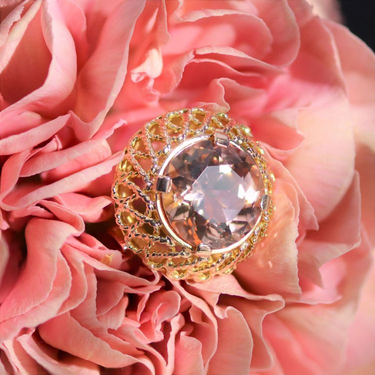 Bague Vintage Morganite Et Or