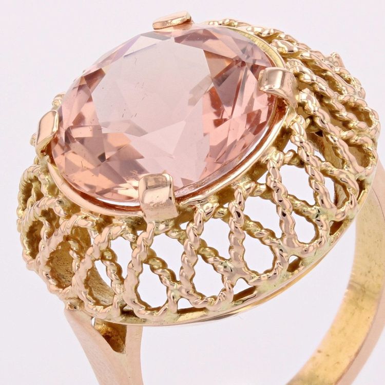 Bague Vintage Morganite Et Or