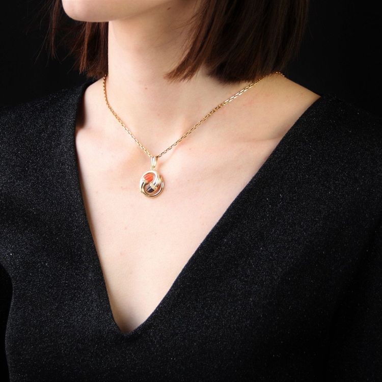 Pendentif Diamants Corail ébène Or
