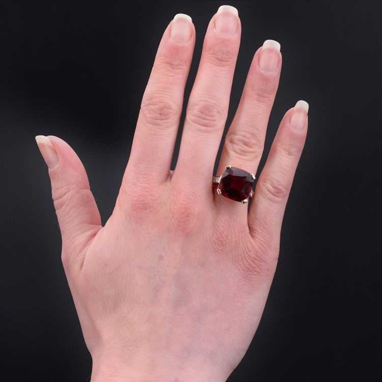 Bague Ancienne Art Déco Tourmaline Coussin Et Diamants