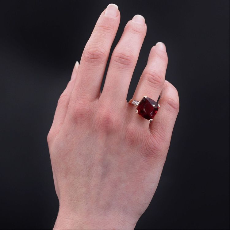 Bague Ancienne Art Déco Tourmaline Coussin Et Diamants