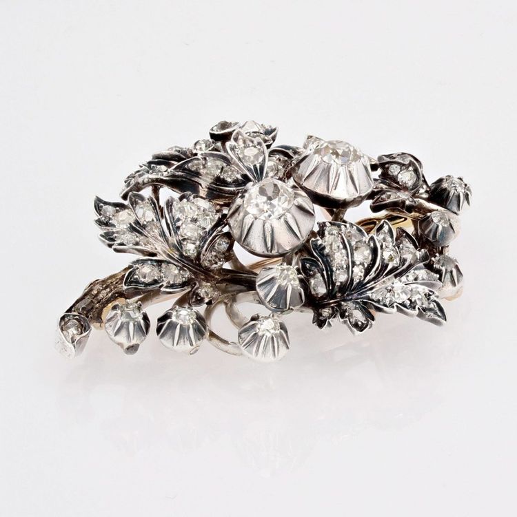 Antike Diamant-Bouquet-Brosche