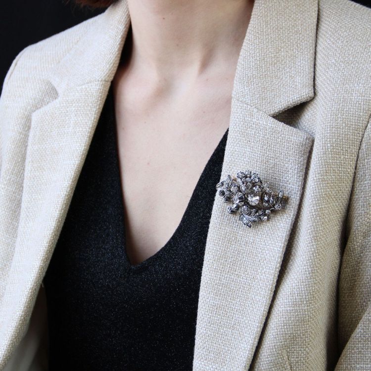 Antike Diamant-Bouquet-Brosche