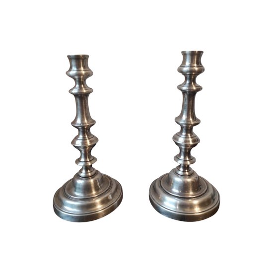 Pair of candlesticks - Silvered bronze - Circa 1900