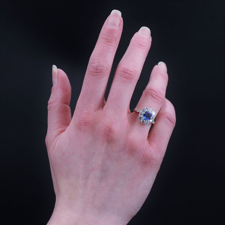 Bague Saphir Et Diamants De Fiançailles