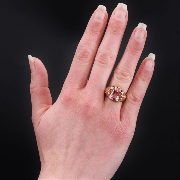 Bague Ancienne Tourmaline Polychrome Et Or