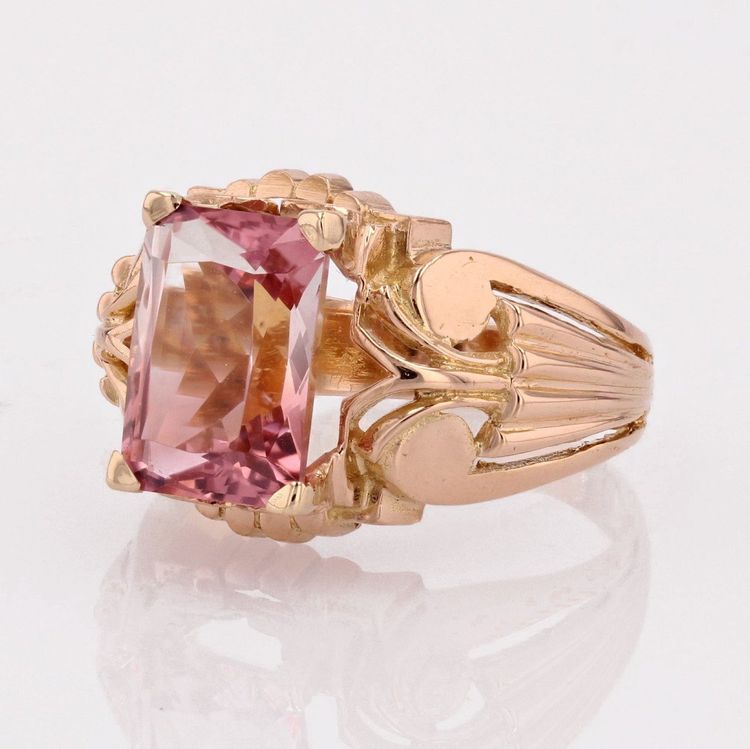 Bague Ancienne Tourmaline Polychrome Et Or