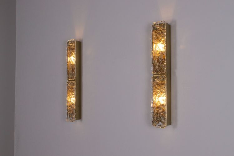 Large Murano Ice Glass Wall Sconces