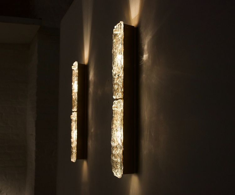 Large Murano Ice Glass Wall Sconces