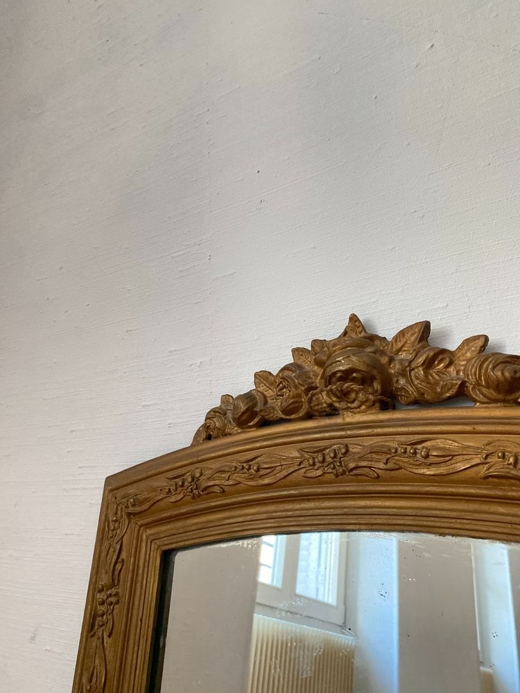 Napoleon III Stuccoed and Gilded Wood Mirror - 19th Century