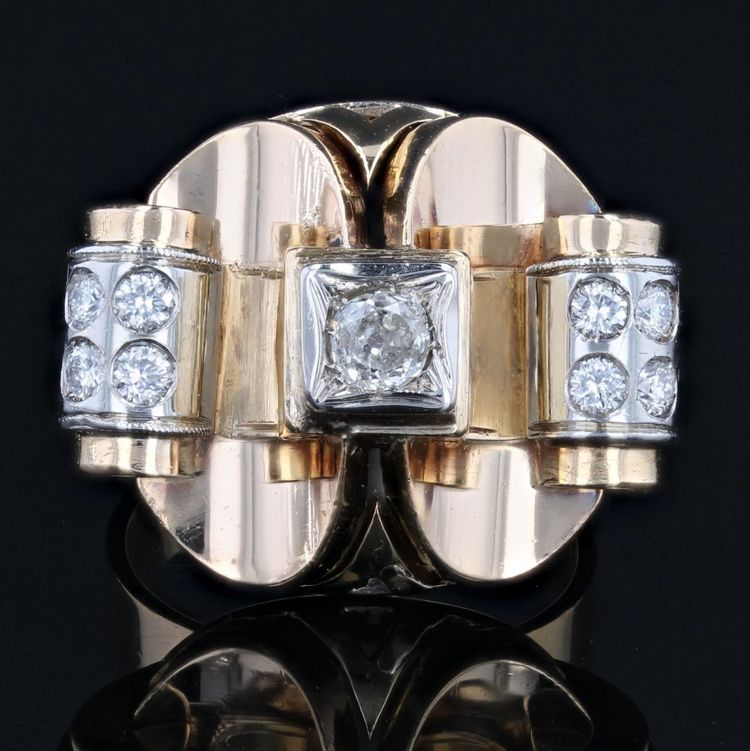 Anello antico con diamanti degli anni '40