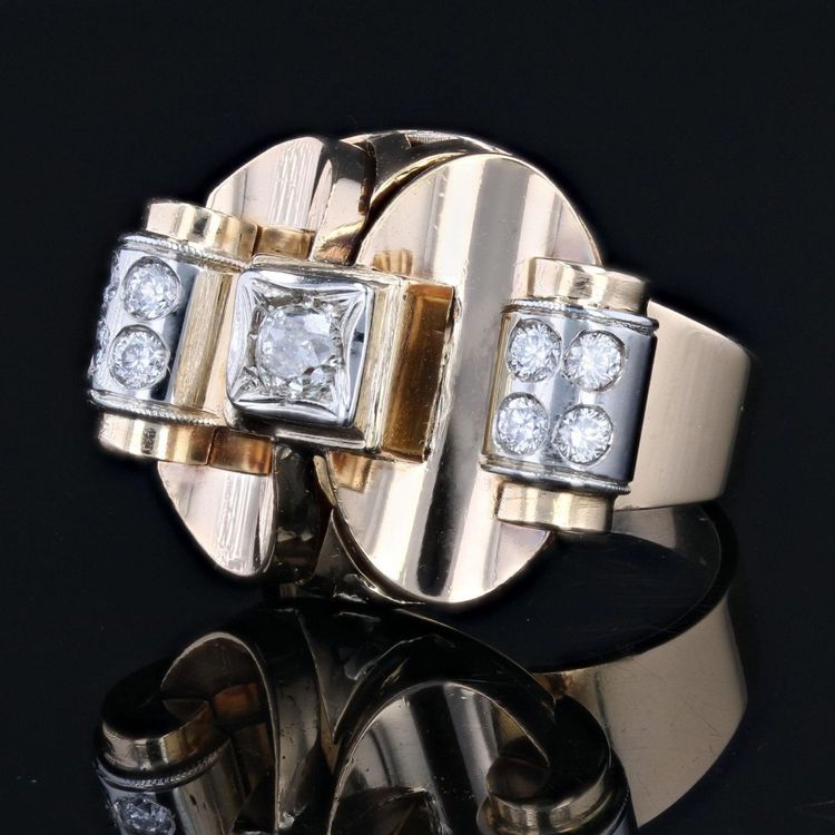 Anello antico con diamanti degli anni '40