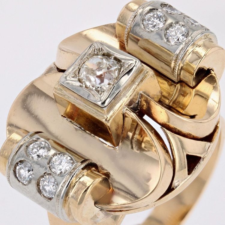 Anello antico con diamanti degli anni '40