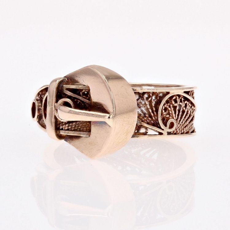 Bague Ancienne En Or Ceinture Filigranée