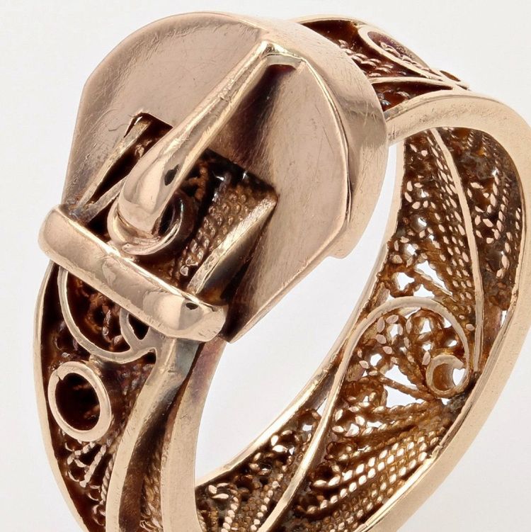 Bague Ancienne En Or Ceinture Filigranée