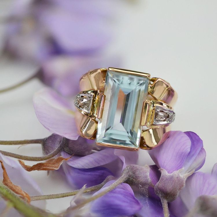 Retro Aquamarin Diamant Ring