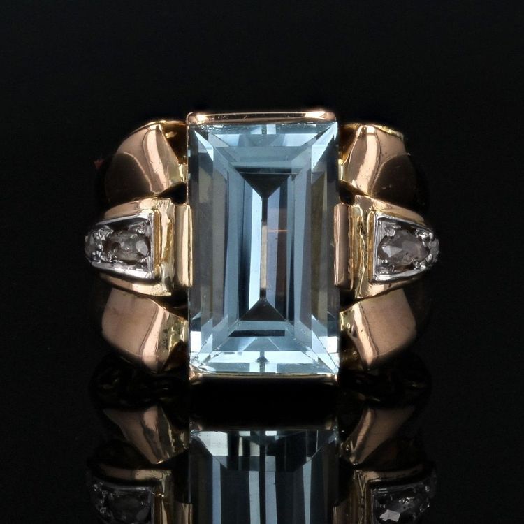 Retro Aquamarin Diamant Ring