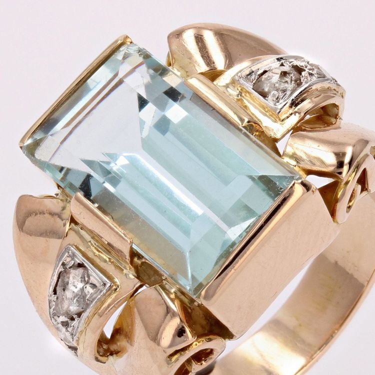 Retro Aquamarin Diamant Ring