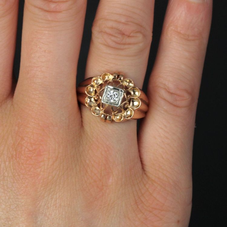Bague Vintage Ajourée Diamant