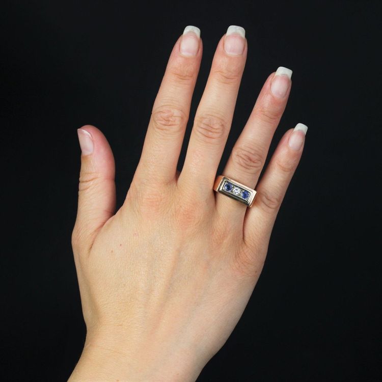 Antique Sapphire Diamond Signet Ring