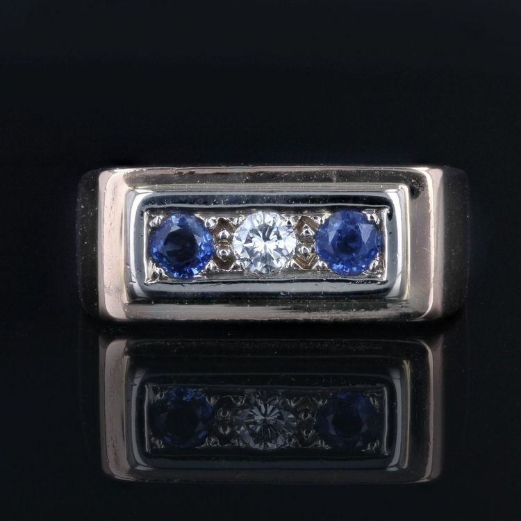 Antique Sapphire Diamond Signet Ring