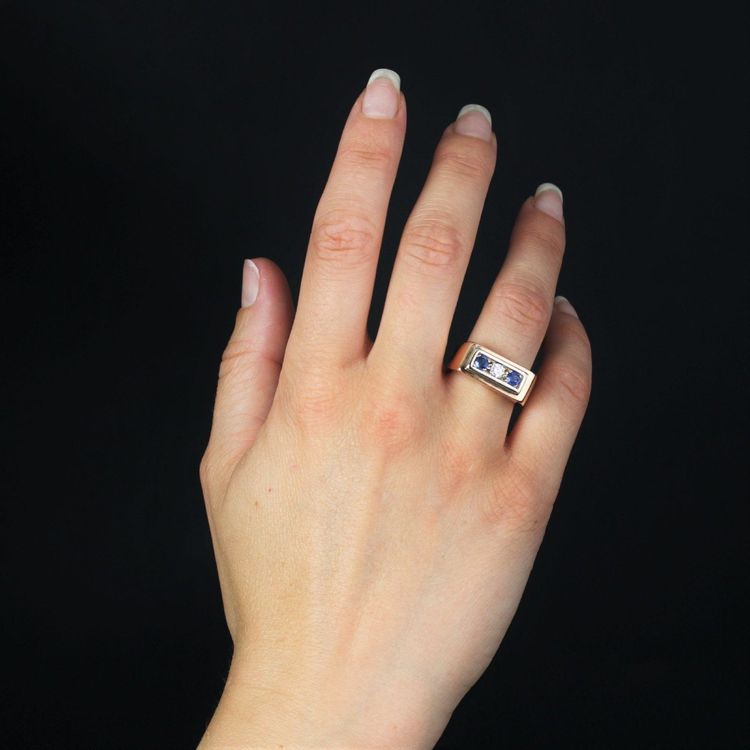 Antique Sapphire Diamond Signet Ring