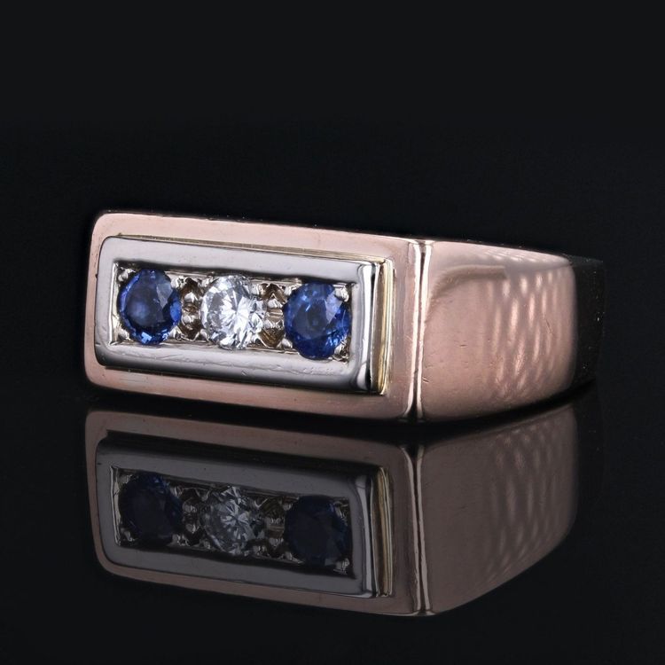 Antique Sapphire Diamond Signet Ring