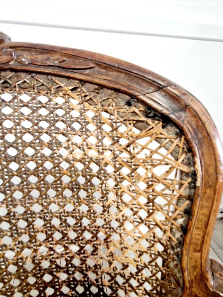 Antique French rattan armchairs from the Louis XVI period