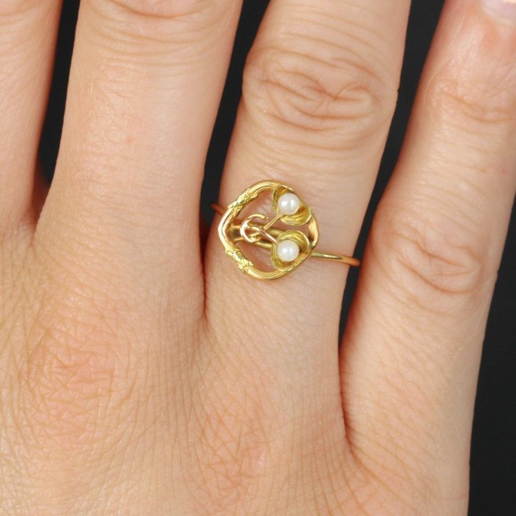 Bague Or Jaune Perle Ancienne