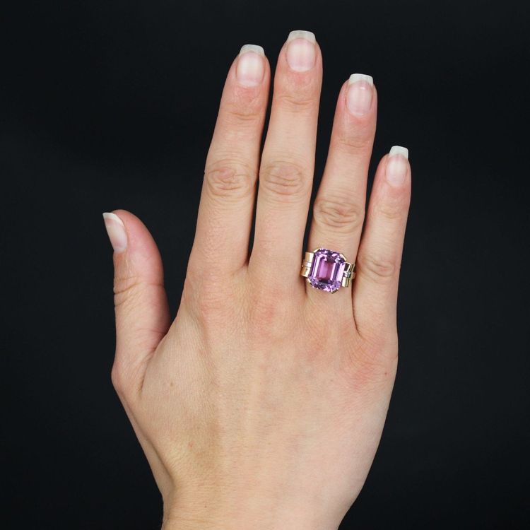 Anello antico retrò in kunzite
