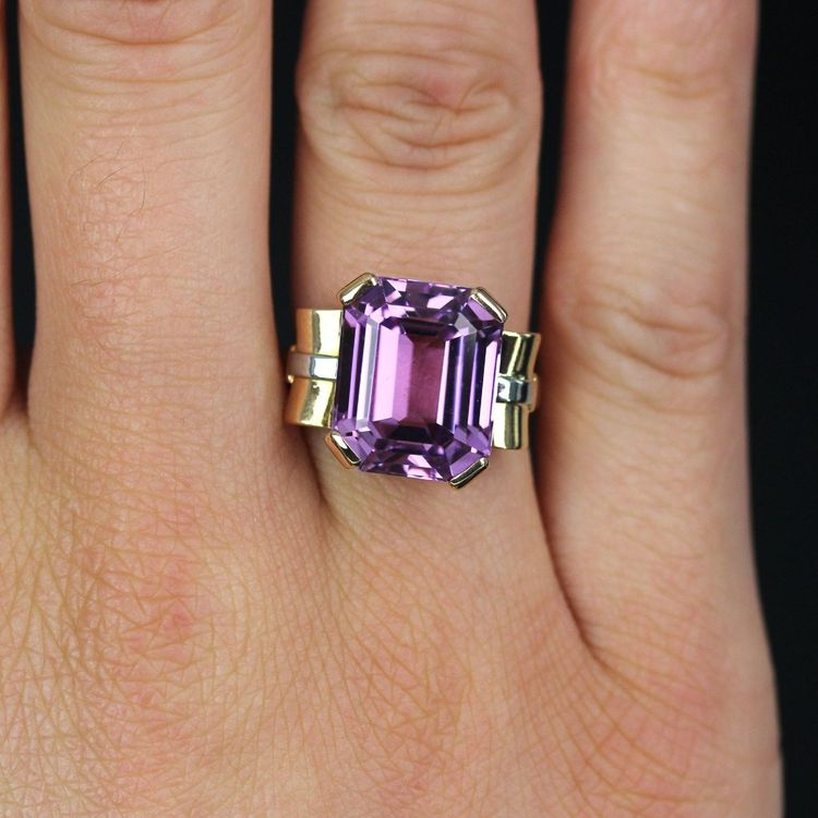 Anello antico retrò in kunzite
