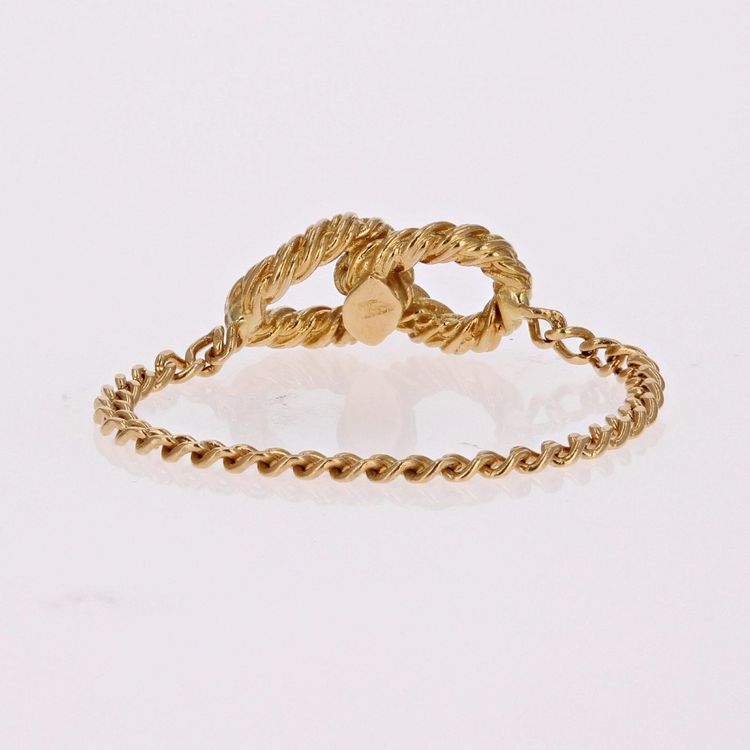 Bague Chaine Or Jaune Boucles Entrelacées