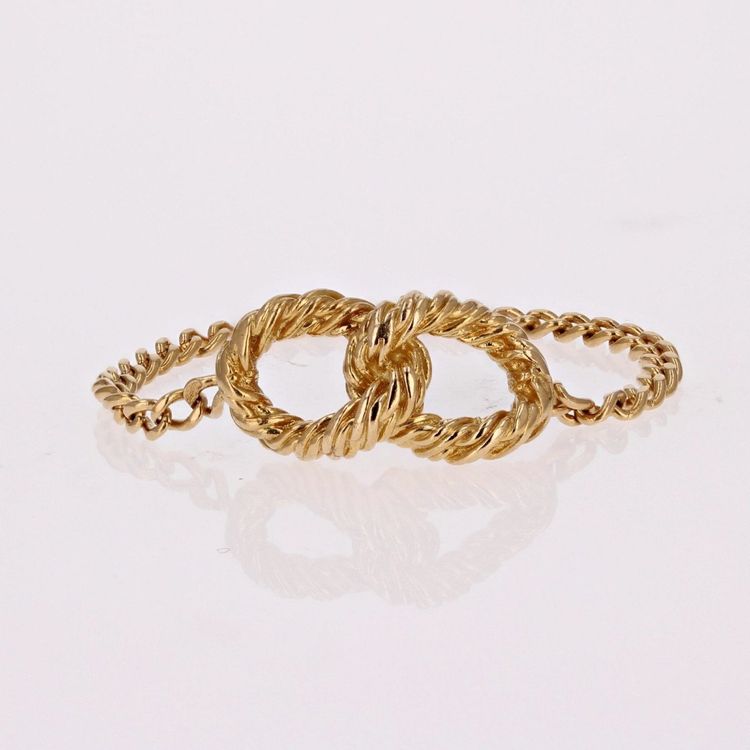 Bague Chaine Or Jaune Boucles Entrelacées