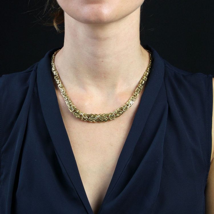 Collier Occasion Or Jaune Maille Entrelacée