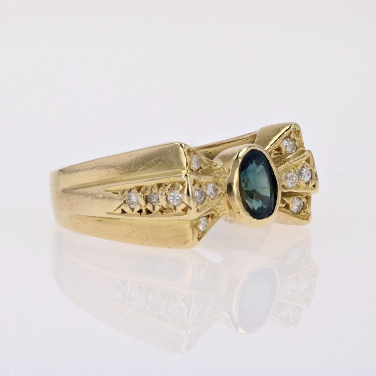 Gebrauchter Saphir- und Diamantknotenring