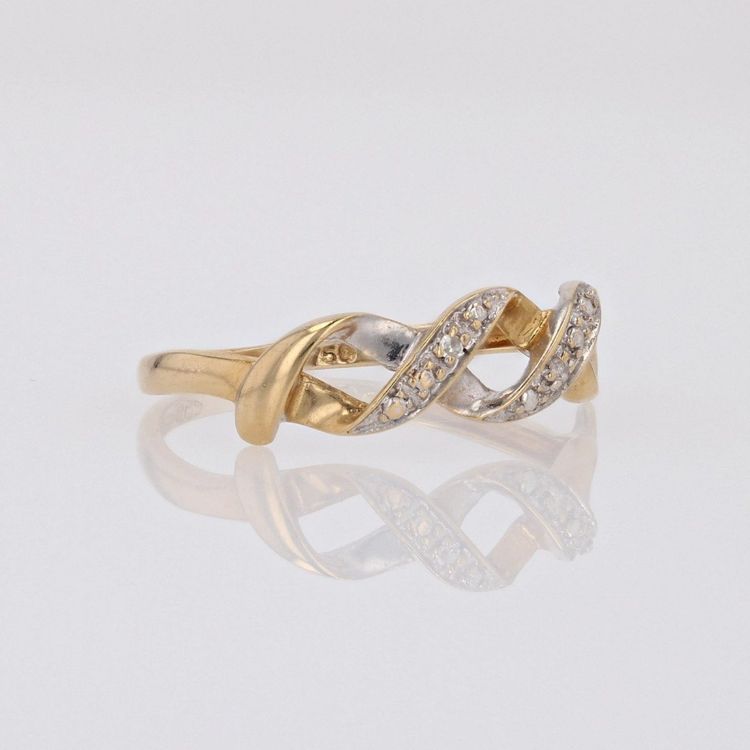Bague Moderne Diamants 2 Ors Entrelacés