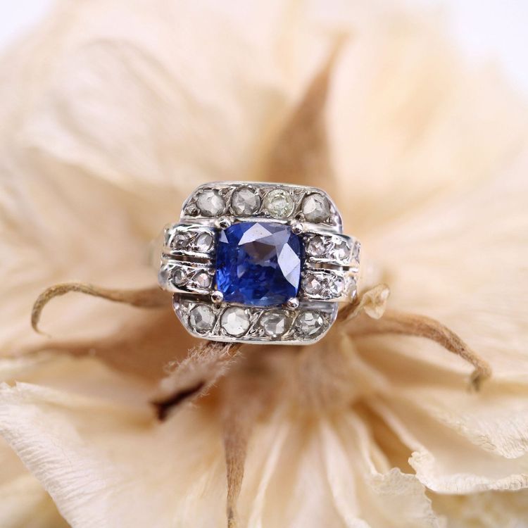 Bague Art Déco Saphir Et Diamants