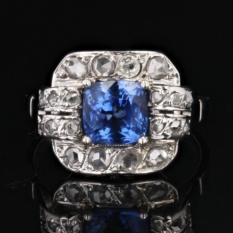 Bague Art Déco Saphir Et Diamants