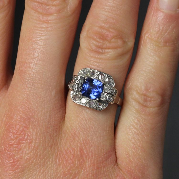 Bague Art Déco Saphir Et Diamants